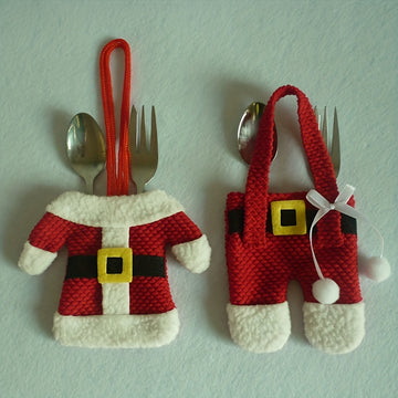 6-Pack de Porta Cubiertos de Papá Noel para Navidad, Bolsitas de Algodón para Cubiertos, Cubiertas de Vajilla, Decoraciones Festivas de Mesa, Accesorios de Cocina