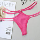 Conjunto sexy de 2 piezas de lenceria bikini con diseno de recorte, correas ajustables y tanga