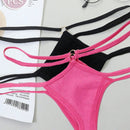 Conjunto sexy de 2 piezas de lenceria bikini con diseno de recorte, correas ajustables y tanga
