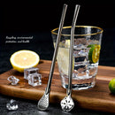 Cuchara paja de acero inoxidable de doble propósito, extensible y reutilizable, para revolver y filtrar leche y té