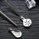 Cuchara paja de acero inoxidable de doble propósito, extensible y reutilizable, para revolver y filtrar leche y té