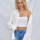 Camisa de mujer transparente con encaje empalmado, manga larga suelta para primavera y otono