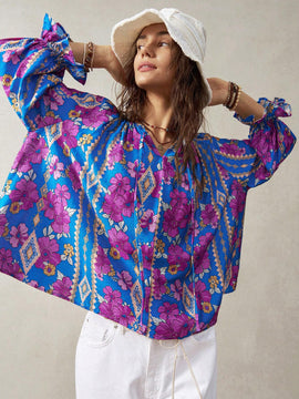 Camisa de mujer de vacaciones con estampado floral en varios colores