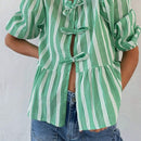 Camisa larga de mujeres con estampado de rayas, simple y adecuada para uso diario