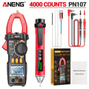 Medidor de pinza digital ANENG PN107+VC1010, probador de voltaje de amperios AC 600A, amperímetro con detección NCV, medición de frecuencia de temperatura y diodo - Batería no incluida
