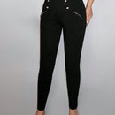 PETITE Leggings negros de cintura alta y detalles de botones elasticos