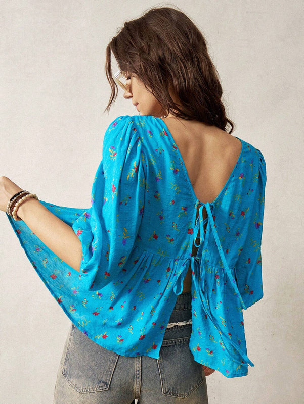 Camisa floral para mujer con estampado de flores pequenas para vacaciones