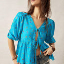Camisa floral para mujer con estampado de flores pequenas para vacaciones