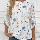 EMERY ROSE Blusa con estampado floral, media botonadura y mangas enrolladas con pestana