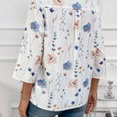EMERY ROSE Blusa con estampado floral, media botonadura y mangas enrolladas con pestana