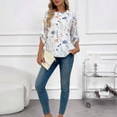 EMERY ROSE Blusa con estampado floral, media botonadura y mangas enrolladas con pestana
