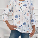 EMERY ROSE Blusa con estampado floral, media botonadura y mangas enrolladas con pestana
