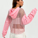 Ezwear sudadera con capucha con cordon y detalle de pedreria en los hombros sin top tubular