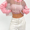 Ezwear sudadera con capucha con cordon y detalle de pedreria en los hombros sin top tubular