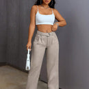 SXY Jeans de pierna ancha con detalles plisados en la cintura alta