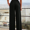 Mujeres pantalones rojos palazzo de pierna ancha con cintura elastica 339