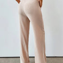 Pantalones casuales de pierna recta y cintura alta con bolsillos diagonales dobles