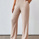 Pantalones casuales de pierna recta y cintura alta con bolsillos diagonales dobles