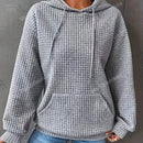 Sudadera holgada con capucha y tejido de rejilla tipo gofre con mangas largas, otono
