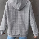 Sudadera holgada con capucha y tejido de rejilla tipo gofre con mangas largas, otono