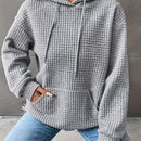 Sudadera holgada con capucha y tejido de rejilla tipo gofre con mangas largas, otono