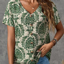 EMERY ROSE Camisa de mujer casual de manga corta con estampado completo para vacaciones