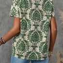 EMERY ROSE Camisa de mujer casual de manga corta con estampado completo para vacaciones