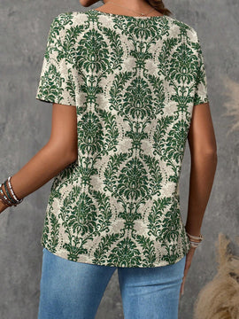 EMERY ROSE Camisa de mujer casual de manga corta con estampado completo para vacaciones