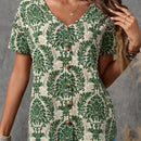 EMERY ROSE Camisa de mujer casual de manga corta con estampado completo para vacaciones