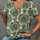 EMERY ROSE Camisa de mujer casual de manga corta con estampado completo para vacaciones