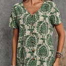 EMERY ROSE Camisa de mujer casual de manga corta con estampado completo para vacaciones