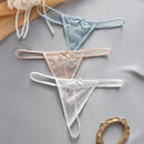 Set de 3 piezas de pantis de encaje transparente con diseno de lazo sexy para mujer