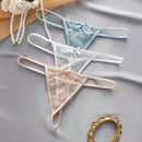 Set de 3 piezas de pantis de encaje transparente con diseno de lazo sexy para mujer
