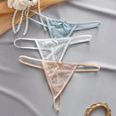Set de 3 piezas de pantis de encaje transparente con diseno de lazo sexy para mujer