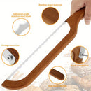 Cortador de Pan Ergonómico de Madera con Hoja de Acero Inoxidable Dentada - Filo Afilado y Duradero para Mazas, Bagels y Panes - Herramienta de Cocina Multifuncional, Regalo Ideal para Aficionados a la Repostería