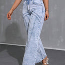 Essnce Jeans casuales de cintura ancha y ajuste suelto para mujer con bolsillos