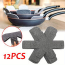 12-Pack FeltGuard Antiadherentes Resistentes a los Arañazos Almohadillas de Fieltro de Poliestireno para Ollas y Sartenes, Accesorios de Protección para Utensilios de Cocina