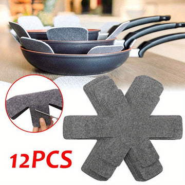 12-Pack FeltGuard Antiadherentes Resistentes a los Arañazos Almohadillas de Fieltro de Poliestireno para Ollas y Sartenes, Accesorios de Protección para Utensilios de Cocina