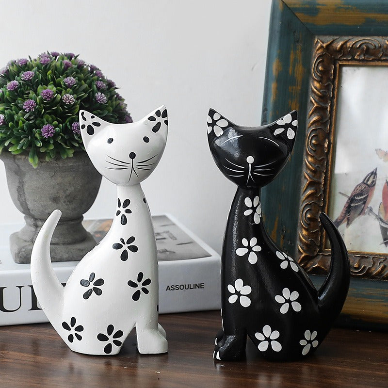 2 figuras de gatito de madera minimalistas nórdicas: aptas para decoración del hogar, la oficina o el bar - uso en interiores/exteriores, no se requiere electricidad