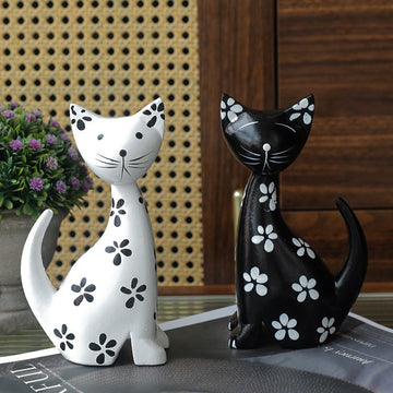 2 figuras de gatito de madera minimalistas nórdicas: aptas para decoración del hogar, la oficina o el bar - uso en interiores/exteriores, no se requiere electricidad