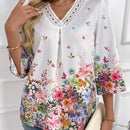 EMERY ROSE Blusa de mujer con estampado floral y escote en V