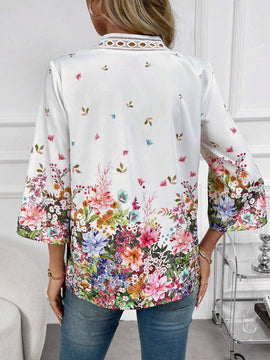 EMERY ROSE Blusa de mujer con estampado floral y escote en V