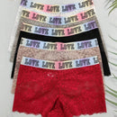 5 piezas pantys tipo boxer con estampado de letras para mujer, pantys de encaje floral comodos con ribete de encaje de concha