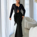Blusa elegante y sexy con cinta de flor 3D