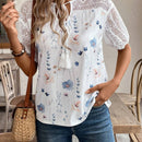 EMERY ROSE Camisa de encaje floral para mujer con diseno informal y cordones