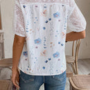 EMERY ROSE Camisa de encaje floral para mujer con diseno informal y cordones