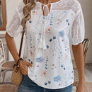 EMERY ROSE Camisa de encaje floral para mujer con diseno informal y cordones