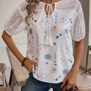 EMERY ROSE Camisa de encaje floral para mujer con diseno informal y cordones