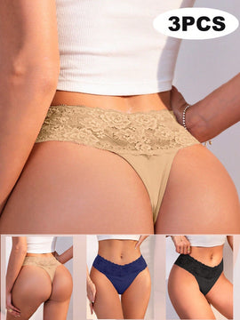 Underwear&sleepwear basics juego de 3 tangas sexis de encaje multicolores para mujer