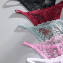 Set de 5 tangas sexy de mujer de cintura baja y unicolor con encaje floral, lenceria para damas